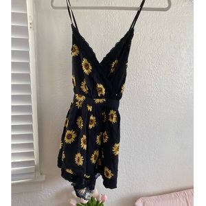 daisy lace detailing black romper
